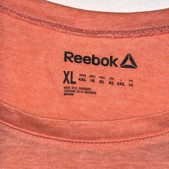 Reebok Womens Coral Orange Activewear T-Shirt XL Polyester & Cotton Blend Lightw - Picture 2 of 7